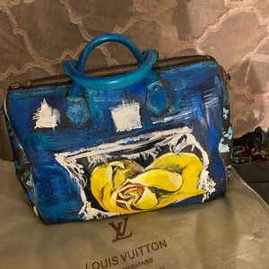 Custom painted Authentic Louis Vuitton Speedy bag